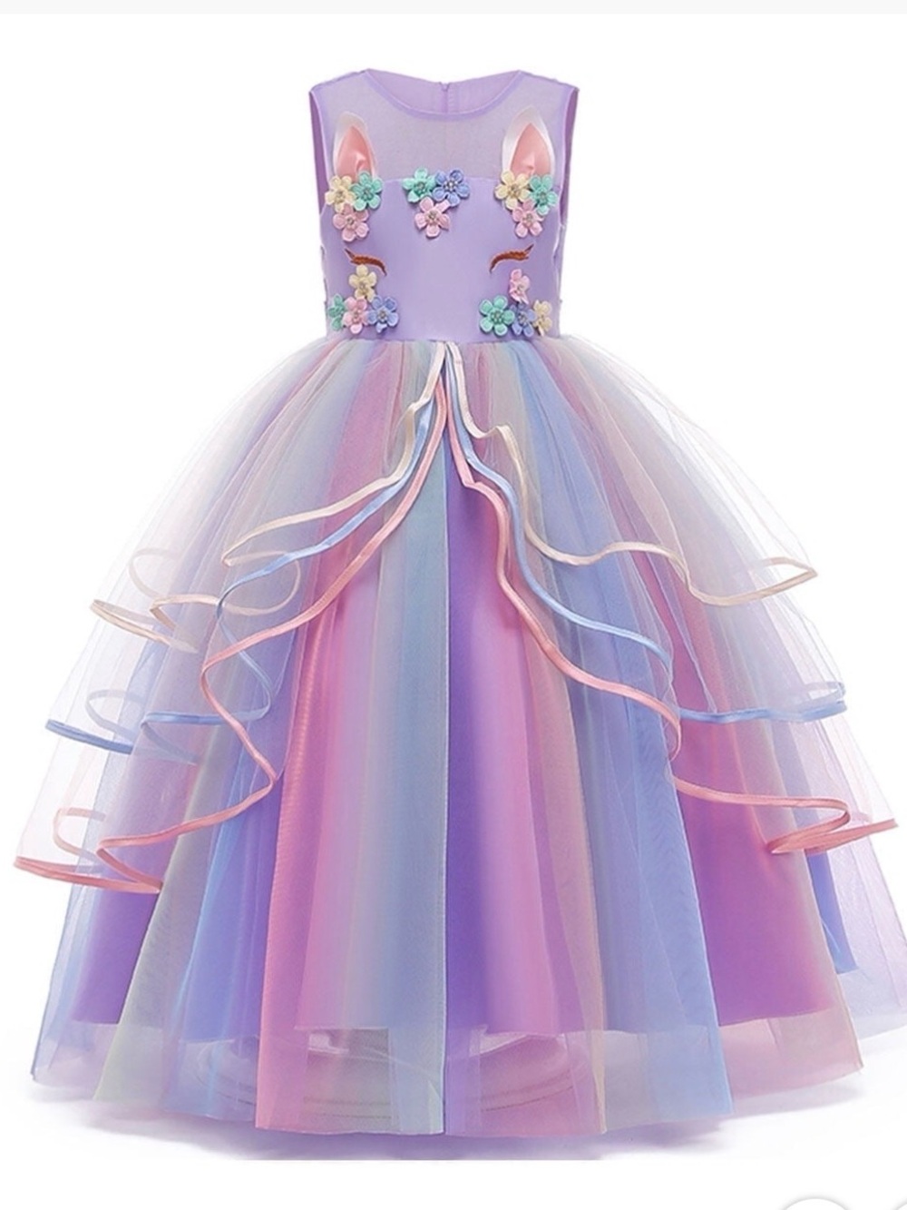Girls' Lavender Pastel Tulle Unicorn Party Dress